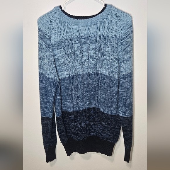 Vtg Sweater Graphix Sweater Mens L Pullover 90s Blue Color Block Biggie Carlton - Picture 1 of 7